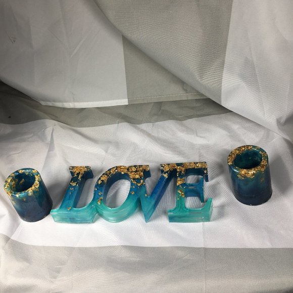 Resin Love Sign  2 matching Votive Candle Holders - Picture 6 of 12